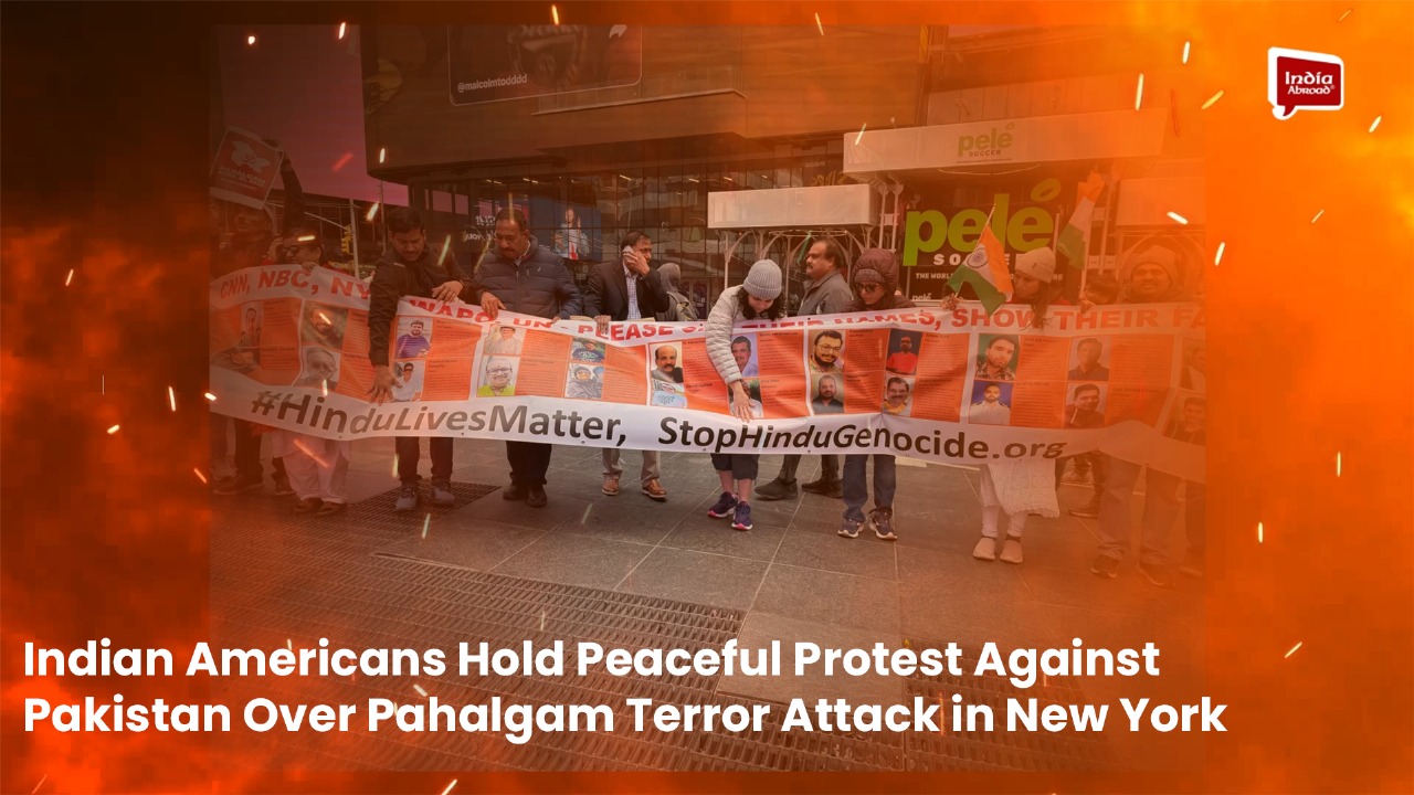 Indian Americans Hold Peaceful Protest Against Pakistan Over Pahalgam Terror Attack in New York